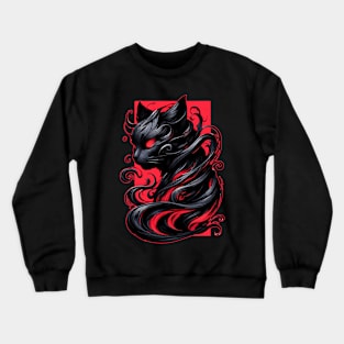 Cool Funny Abstract Art Black Cat Demon Crewneck Sweatshirt